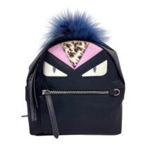 Fendi Bugs Monster Backpack black leather daypack